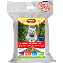 Bonny Nice Doğal Çam Peleti Kedi Kumu 10 kg 20 Lt (4 Paket)