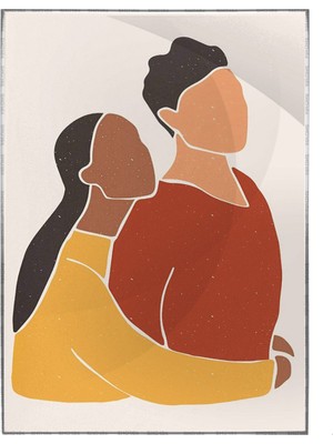 SHOP365 Kadın ve Erkek Sevgili Aşk Modern Pastel Renkler Modern Poster P-001089