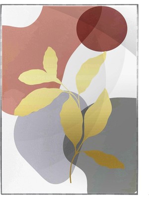 SHOP365 Altın Gold Yapraklar ve Şekiller Modern Poster P-001600