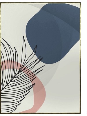 SHOP365 Palmiye Yaprakları ve Şekiller Pastel Renkler Modern Poster P-002290