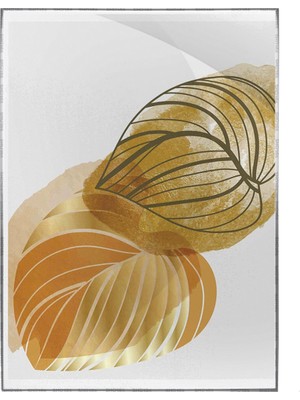 SHOP365 Altın Gold Renkli Yapraklar ve Şekiller Modern Poster P-002518