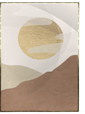 SHOP365 Dağ Manzara Altın Tonları Modern Poster P-002986