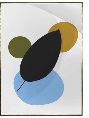 SHOP365 Yapraklar ve Şekiller Karışık Renkler Modern Poster P-003477