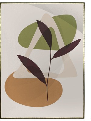 SHOP365 Yapraklar ve Şekiller Karışık Renkler Modern Poster P-003973