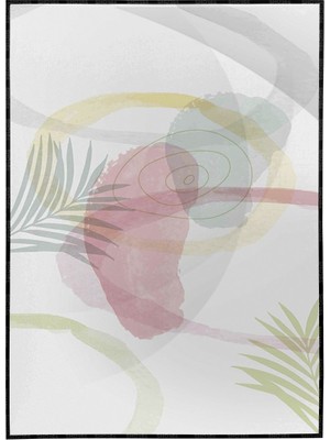 SHOP365 Palmiye Yaprakları ve Şekiller Açık Tonlar Modern Poster P-003819