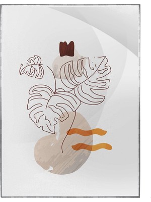 SHOP365 Yapraklar Gri Turuncu Kırmızı Renkler Modern Poster P-004339