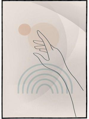 SHOP365 Kadın Eli ve Şekiller Pastel Renkler Modern Poster P-004406