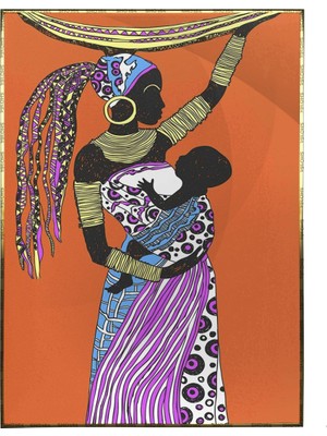 SHOP365 Afrikalı Kadın ve Bebeği Illüstrasyon Poster P-000127