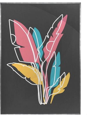 SHOP365 Yapraklar ve Şekiller Renkli Modern Illüstrasyon Poster P-000600