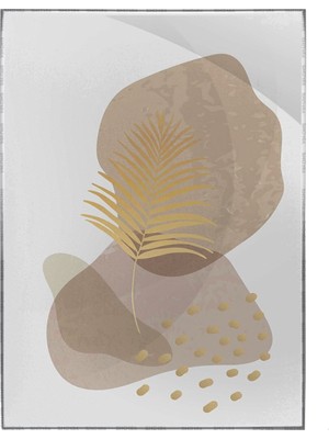 SHOP365 Altın Gold Renkli Yapraklar ve Şekiller Modern Poster P-001177