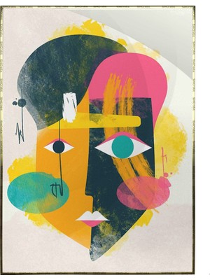 SHOP365 Yüz Yüz Portre Geometrik Şekillerle Illüstrasyon Poster P-003225