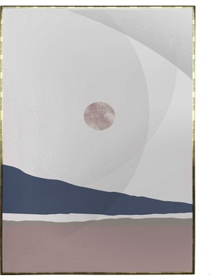 SHOP365 Güneş Ay Gökyüzü ve Dağ Manzara Sulu Boya Efektli Poster P-003005