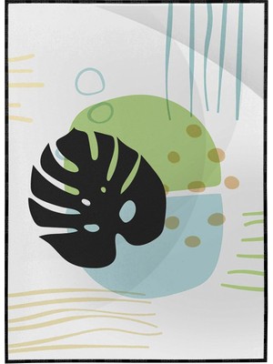 SHOP365 Palmiye Yaprakları ve Şekiller Açık Tonlar Modern Poster P-003824