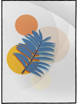 SHOP365 Yapraklar ve Şekiller Karışık Renkler Modern Poster P-003452
