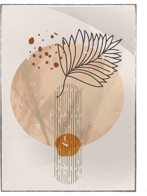 SHOP365 Yapraklar Gri Turuncu Kırmızı Renkler Modern Poster P-004379