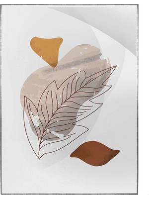 SHOP365 Yaprak Gri Turuncu Kırmızı Renkler Modern Poster P-004342