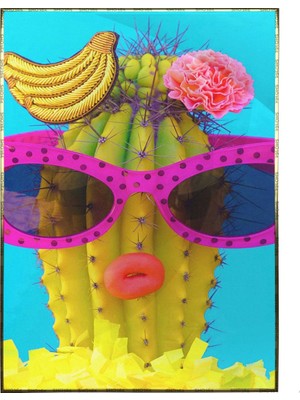 SHOP365 Sevimli Kaktüs Tatilde Canlı Renkler Illüstrasyon Poster P-000088