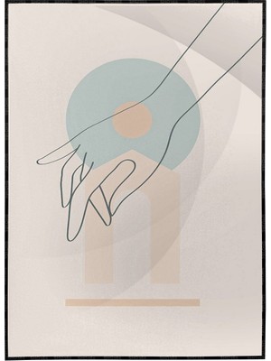 SHOP365 Kadın Eli ve Şekiller Pastel Renkler Modern Poster P-004405