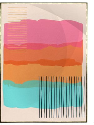 SHOP365 Renkli Modernist Geometrik Çizimler Illüstrasyon Modern Sanat Tuval Poster P-000976