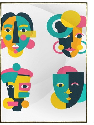 SHOP365 Yüz Portre Geometrik Şekillerle Illüstrasyon Poster P-003217