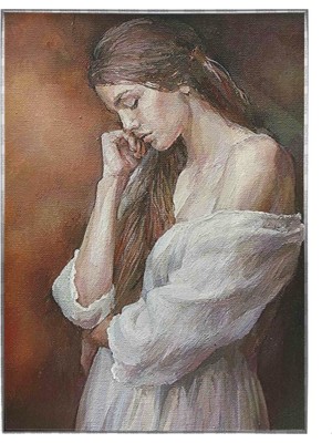 SHOP365 Yorgun Düşünceli Ruh Haliyle Elbiseli Kadın Koyu Renkler Poster P-000641