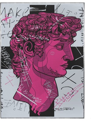 SHOP365 David Klasik Heykel Illüstrasyon Pembe Poster P-000204