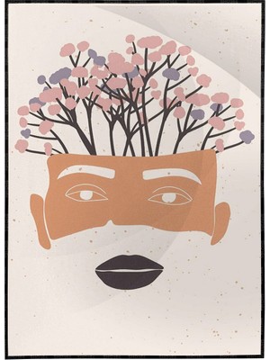 SHOP365 Kadın ve Çiçekler Pastel Renkler Modern Poster P-002883
