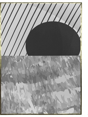 SHOP365 Güneş ve Çizgiler Siyah Gri Renkler Modern Poster P-003439
