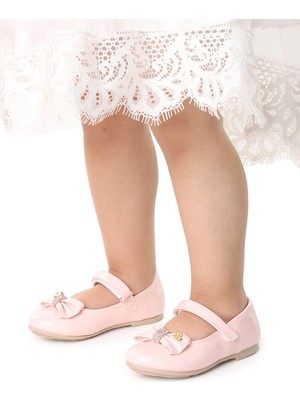 Kiko Kids Withbow Rugan Cırtlı Fiyonklu Kız Çocuk Babet Ayakkabı