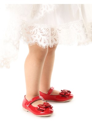 Kiko Kids Silvery Rugan Cırtlı Kum Sim Fiyonklu Kız Çocuk Babet Ayakkabı