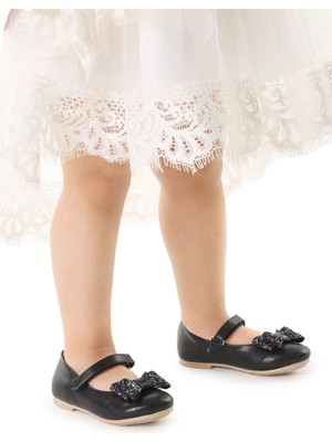 Kiko Kids Babe Cilt Cırtlı Fiyonklu Kız Çocuk Babet Ayakkabı