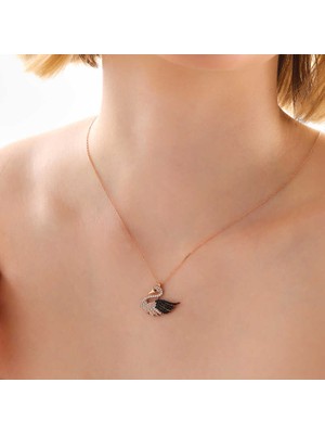 Stil Love Gümüş Rose Kuğu Kadın Kolye