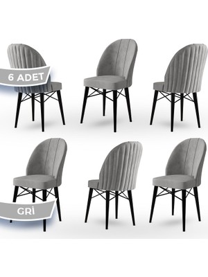 Canisa Concept Jena Serisi 6 Adet Mutfak Sandalyesi 1.sınıf Babyface Ithal Kumaş Siyah Gürgen Ayak