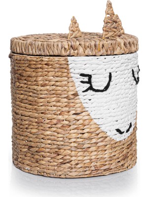 Koza Home Meander El Örgü Rattan Dekoratif Çok Amaçlı Prenses Sepet 25X27CM 8821