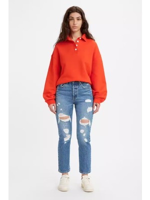 501® Levi's® Crop Kadın Jean Pantolon - Indigo Destructed