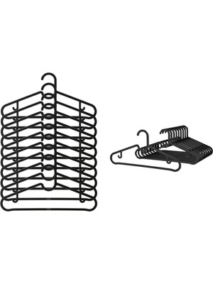 IKEA Spruttıg 10'lu Siyah Elbise Askısı, Siyah Giysi Askısı