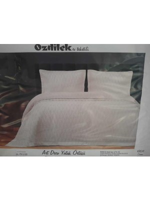 Özdilek Tek Kişilik Nakışlı Kadife Yatak Örtüsü Art Deco Krem 180 x 240 cm