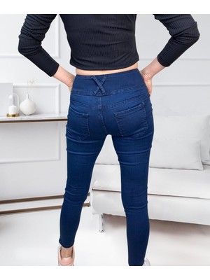 Bediva Yüksek Bel Likralı Jean Pantolon 90 cm