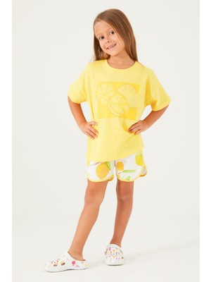RolyPoly Roly Poly 3086 Garson Fruit Pattern Açık Yeşil Kız Çocuk Şort Takım