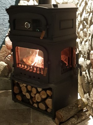 Flame Stove Fs-34 Ykst 3 Camlı Yan Kapaklı Kuzineli  Odun Hazneli Pik Döküm Soba