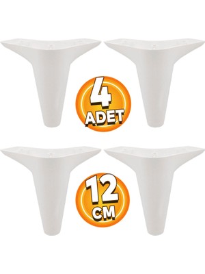 Badem10 Aspen Mobilya 12 Cm Beyaz Plastik Kanepe Koltuk Tv Ünitesi Ayakları 4 Adet