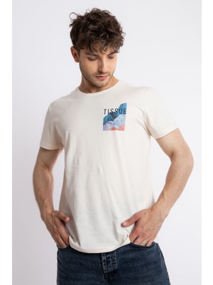 Adam Boxes Erkek/ Baskılı O-Yaka T-Shirt Tissue - Ham Pamuk (Renkli Baskı)