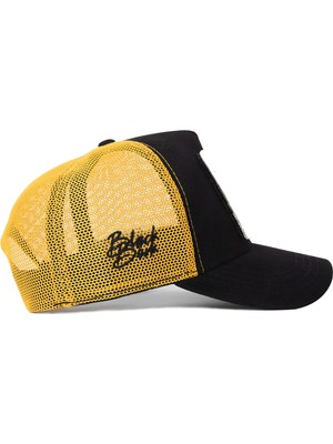 BlackBörk V1 Trucker Duckside - 11 Kod Logolu Unisex Siyah-Sarı Şapka (Cap)