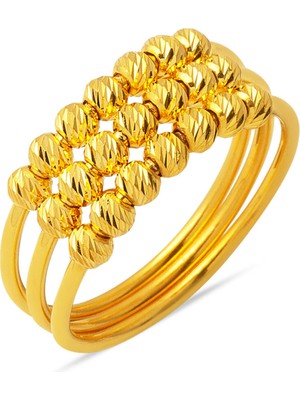 Bilezikci 3 Sıra Dorika 22 Ayar Altın Yüzük