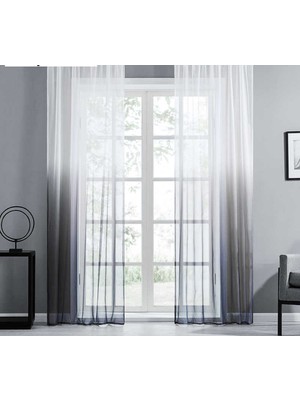 Farbateks Siyah Gri Antrasit Degrade Geçişli 2 Kat Pileli Tül Perde 300 x 260 cm Polyester