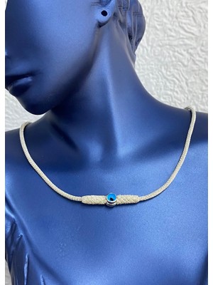 Kazzaze Gümüş Kazaziye Nazar Boncuklu Kolye