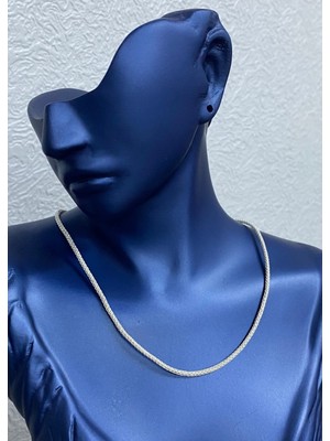 Kazzaze Gümüş Kazaziye Örme Düz Zincir Ince Kolye