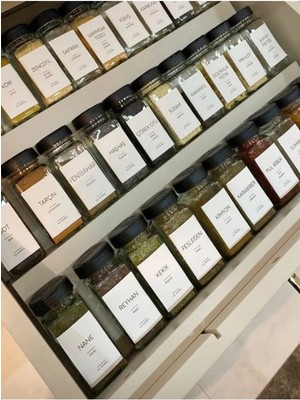 Kt Grup Kavanoz Etiketi - 24'lü Baharat Etiket Seti - Sudan Etkilenmez