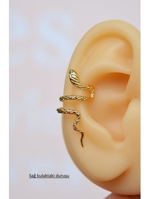 Sacce Scarves&Accessories Gold Yılan Earcuff Sıkıştırmalı Kıkırdak Küpesi