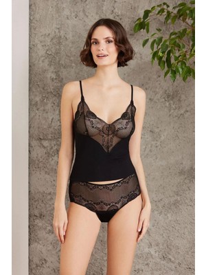 Pierre Cardin 360 Kadın Ip Askılı Atlet Külot Takım-Siyah